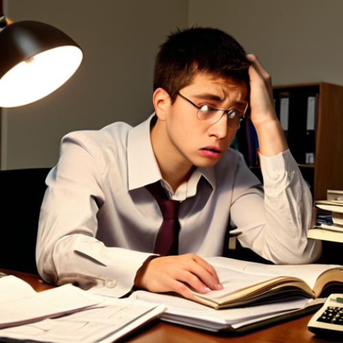 **Image Prompt:** A stressed-looking young professional surrounded by piles of textbooks, practice exams, and bills. A calculator sits open on their desk, displaying complex calculations. The scene is lit by a harsh desk lamp. The overall tone is one of financial strain and academic pressure. Add subtle elements of logistics themes like a shipping label or miniature forklift in the background.